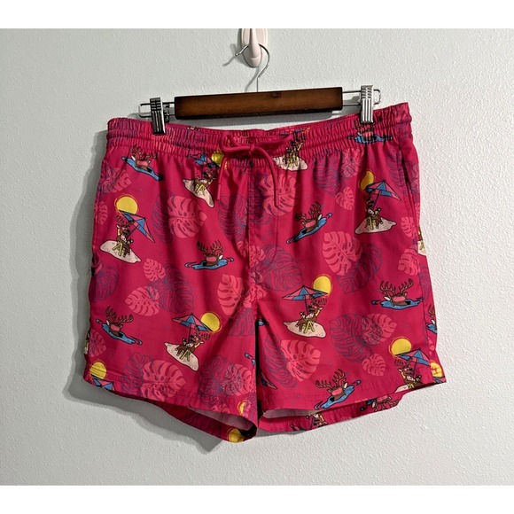 Aeroline Other - Aeroline Mens 5" Swim Trunks "Beach Buck" "Surfing deer"‎ Pink Mens Large